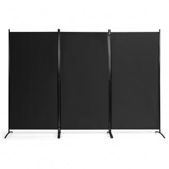 Biombo de 3 Paneles Separador de Ambientes Plegable Divisor Pantalla de Privacidad para Casa Oficina Baño Dormitorio 260 x 183 cm Negro con Almohadilla de Pie Ajustable