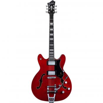 Hagstrom Tremar Viking Deluxe Semi-hollow Electric Guitar, Wild Cherry Transparent
