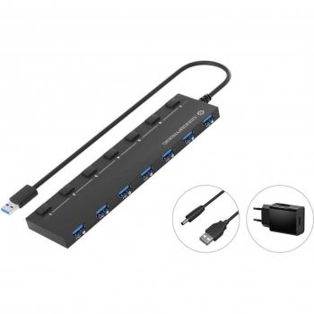 Conceptronic - HUBBIES19BP Hub USB 3.2 Gen 1 (3.1 Gen 1) Type-A de Alta Velocidad 5000 Mbit/s en Color Negro