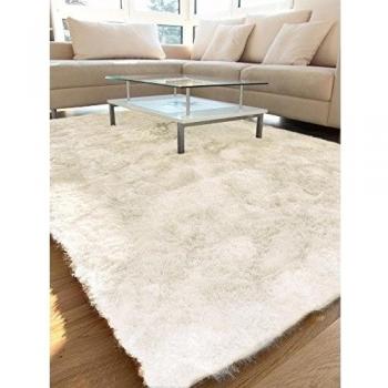 benuta Alfombra Shaggy pelo largo Whisper Blanco 240x340 cm - libre de contaminación - 100% Poliéster - Monocolor - Handtufted - Cuarto de estar