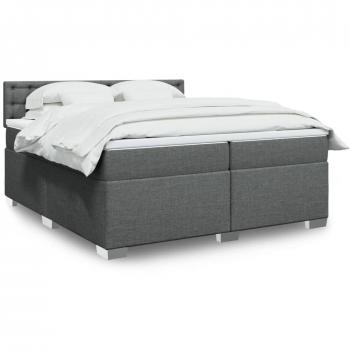 Cama box spring con colchón de muelles gris oscuro 200x200 cm Tela