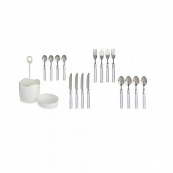 Set de Cubiertos Blanco Acero Inoxidable (8 Unidades)