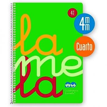 Cuaderno Espiral LAMELA Fluor, 4º 80 Hojas Cuadro 3 mm. Tapa Plástico