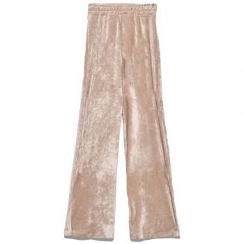 Beige Velvet Flare Ribbed Wide Trousers - XL