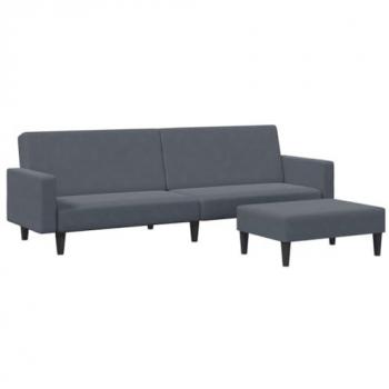 vidaXL Dark Grey Velvet 2-Seater Sofa Bed with Footstool
