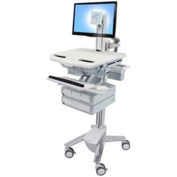 Carro Multimedia Ergotron StyleView de Aluminio Gris y Blanco con Panel Plano y Soporte para LCD