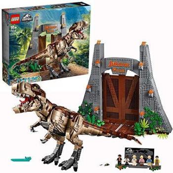 LEGO Jurassic World - Parque Jurásico: Caos del T. rex, Set de Construcción de Dinosaurio de la Clásica Película, Incluye Minifiguras de los Personajes de la Saga, Tyrannosaurus de Juguete