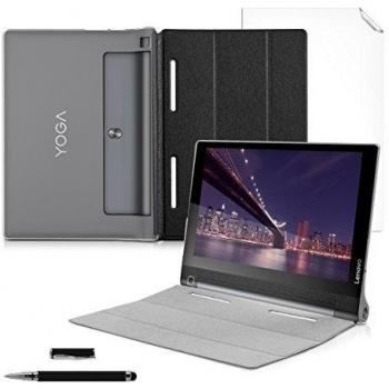 kwmobile 3en1:Slim Smart Cover Funda Carcasas para Lenovo YOGA Tablet 3-10 en negro transparente + Lámina, transparente + Stylus, negro