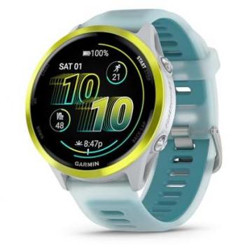 Garmin Forerunner 570 Advanced GPS Running Smartwatch 47mm - Amp Yellow Aluminum with Translucent Whitestone/Turquoise Band
