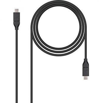 Nanocable 10.01.4101 - Cable USB-C a USB-C, 3A, USB 3.1 Gen2, Velocidad de Transferencia hasta 10Gbps, Macho-Macho, Negro, 1m