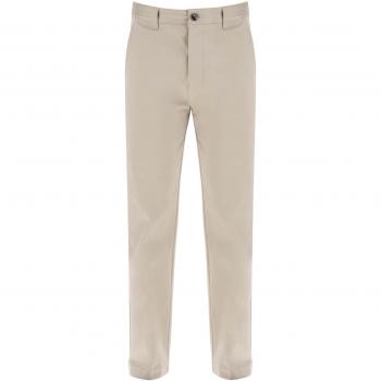 Ami Paris Men's Wide Beige Cotton Satin Chino Trousers Size L