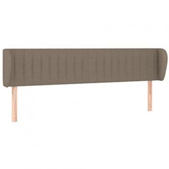 Cabecero de Tela Gris Taupe con Orejas 203x23x78/88 cm Acolchado y Tapizado