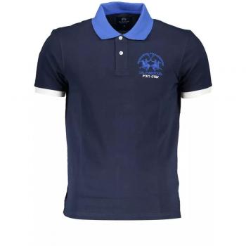 La Martina Blue Cotton Polo Shirt - XL, Polo Shirts, male, Blue, Size: XL Stylish Polo Shirt with Contrast Details