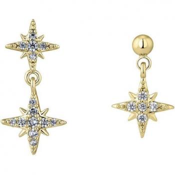 Ear Candy - Pendientes asimétricos Flare Star de plata bañada en oro amarillo 18k