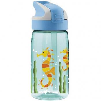 Botella de Agua Laken Summit Tritan con Tapón Summit y Diseño Caballito de Mar, Azul Aguamarina, 450 ml