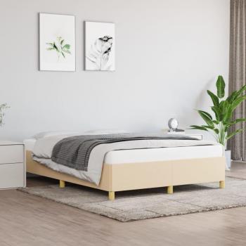 Cama solar sin colchón de tela crema 140x190 cm, estructura de cama de tela color crema 140x190 cm Vidaxl Crema