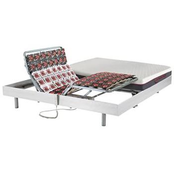 Cama eléctrica de relajación ATRIDE de DREAMEA con colchón de memoria de forma - 2 x 80 x 200 cm - Blanco - Motores OKIN