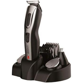 Juego de cortapelos 5 en 1 para barba, cortapelos de pelo largo, con batería o red eléctrica, 10 cabezales