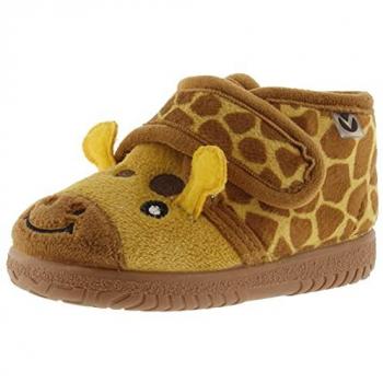 Victoria Animal Hair Baby Slippers with Velcro Closure and Matching Sole