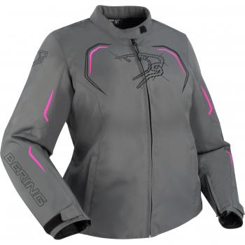 Chaqueta textil de motocicleta para mujer Bering Dundy QS impermeable gris-fucsia (tamaño 44)