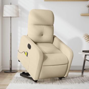 Silla de masaje eléctrica reclinable elevable en tela crema Vidaxl