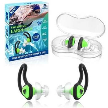 Hearprotek [2 Pares] Tapones para los oídos para natación, Silicona Impermeable y Reutilizable Aqua Tapones oidos para Adultos para Piscina, baño, la Ducha, Nadar