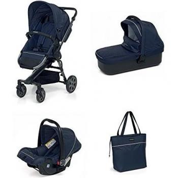 Foppapedretti Supertres - Sistema combinado con cochecito, capazo, silla para el coche y bolsa navy