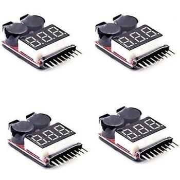 Demarkt 4 PCS 1-8S alarma RC Lipo batería de baja tensión del zumbador del inspector del indicador LED Tester