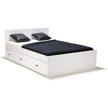 Estructura de cama con 2 mesas de noche PACOME 140x190cm Lacado blanco