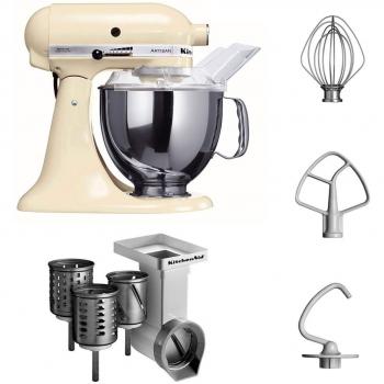 KitchenAid 5KSM150PSEAC Artisan - Robot de cocina y juego de accesorios, color beige