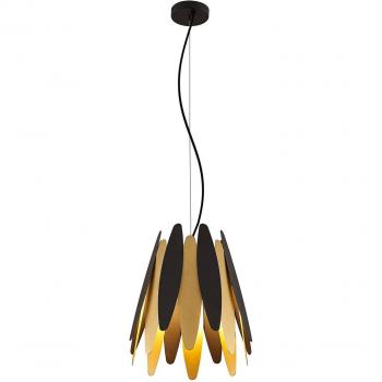 Lámpara colgante Lucande Lounit negro-dorado 1 luz, diseño moderno, hecha de metal, adecuada para salón y comedor, con casquillo E27