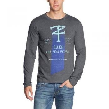 Timezone - Camiseta regular fit con cuello redondo de manga larga para hombre, talla 2XL, color negro