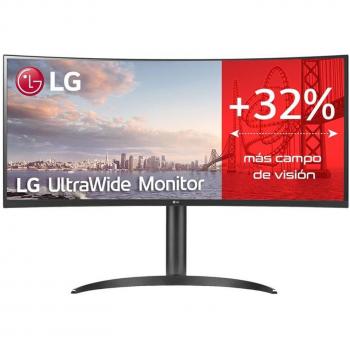 LG 34WQ75C-B 34 Curved UltraWide QHD IPS Monitor with USB-C, RJ-45, HDMI, DisplayPort, Built-in Speakers, Height Adjustable Stand and Flicker-Free Technology