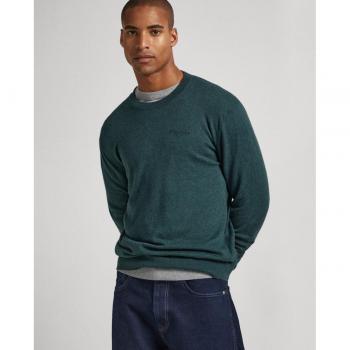 Pepe Jeans Andre Crew Neck Jersey para Hombre - Verde Oscuro - Algodón/Lana/Cachemira