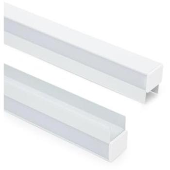 Perfil de Aluminio Estantería para Tira LED hasta 12 mm con Tapa Continua Blanco 10 m Translúcido