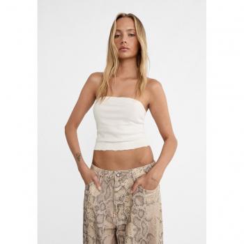 Stradivarius White Lace Bandeau Top XS