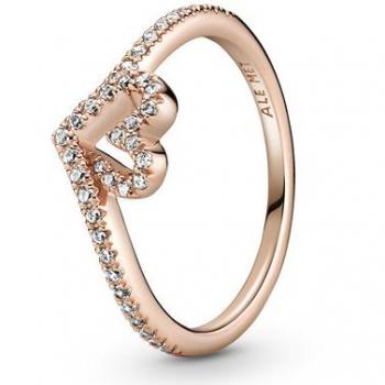 Anillo Corazón Espumoso Brillante Pandora en Oro Rosa de 14K con Circonitas Cúbicas - Talla 48