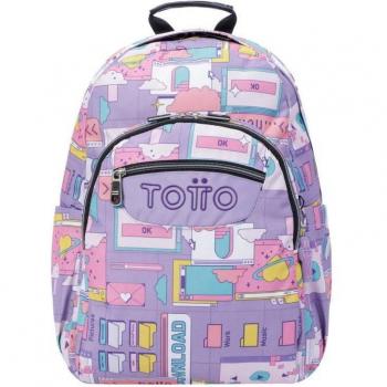 Mochila Escolar Totto Acuareles Adaptable a Carro Morado Ciber 2QI