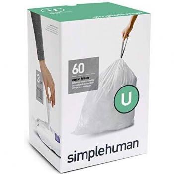 simplehuman CW0265 code U Custom Fit Bin Liner Bulk Pack, White Plastic