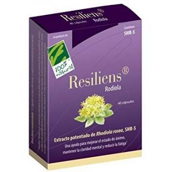 100% Natural - Resiliens Rodiola Estado Mental y Rendimiento. Caja 40 Cápsulas