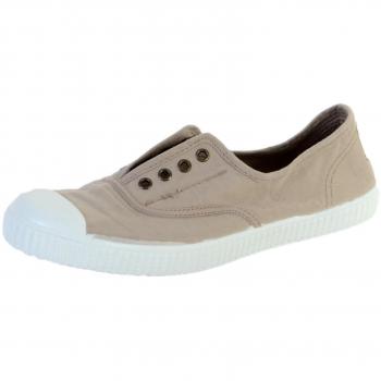 Zapatillas de lona de mujer DREC con elástico central y puntera de goma - Modelo 106623-Beige