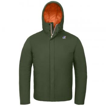 K-Way - Chaqueta FRANCK THERMO PLUS para hombre, tejido impermeable, interno forrado - Green D-Orange P - medium