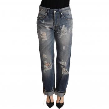 Acht Blue Distressed Mid Rise Straight Leg Jeans - W26