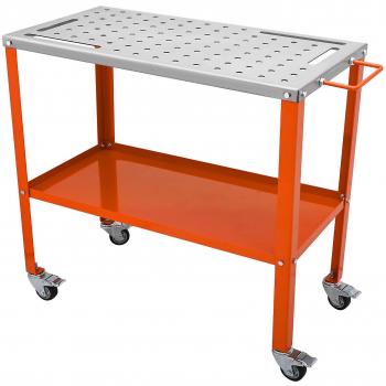 Vevor Mesa de Soldadura 36 x 18, Carga de 1200 lbs, Ruedas Bloqueables, 4 Ranuras para Herramientas, Orificios para Accesorios