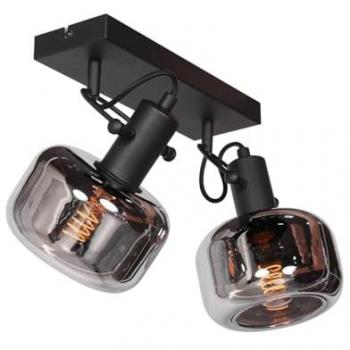 Aplique de pared Glaslic - 2 luces - gris humo - cristal y metal