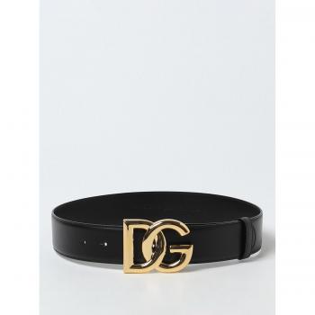 Dolce & Gabbana Women's Black Leather Belt Size 70 with DG Logo