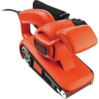 BLACK+DECKER KA86-QS - Lijadora de banda con cable, 720W, Velocidad 206 m/min, Bolsa de recogida de polvo, Área de lijado 75/145 mm, Incluye maletín