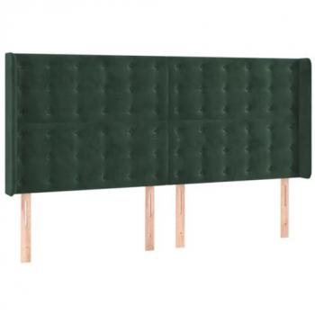 Cabecero con LED de terciopelo verde oscuro 183x16x118/128 cm