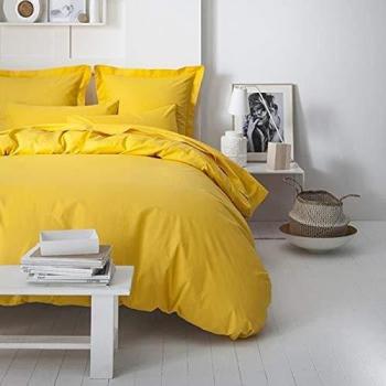 Sábana Encimera 100% Algodón Amarillo Safrán (240 x 300 cm)