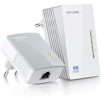 Kit de 2 Adaptadores TP-Link TL-WPA4220 para Comunicación por Línea Eléctrica (WiFi AV 600 Mbps, Extensor de Red, Amplificador y Cobertura Internet, 3 Puertos Ethernet), Color Blanco